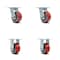 Service Caster 4 Inch Red Poly on Cast Iron Caster Set with Roller Bearings 2 Swivel 2 Rigid SCC-30CS420-PUR-RS-2-R420-2 - alternate 3